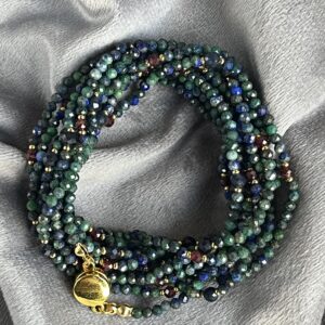 Lapis Lazuli Kette & Armband mit Granat und Saphir