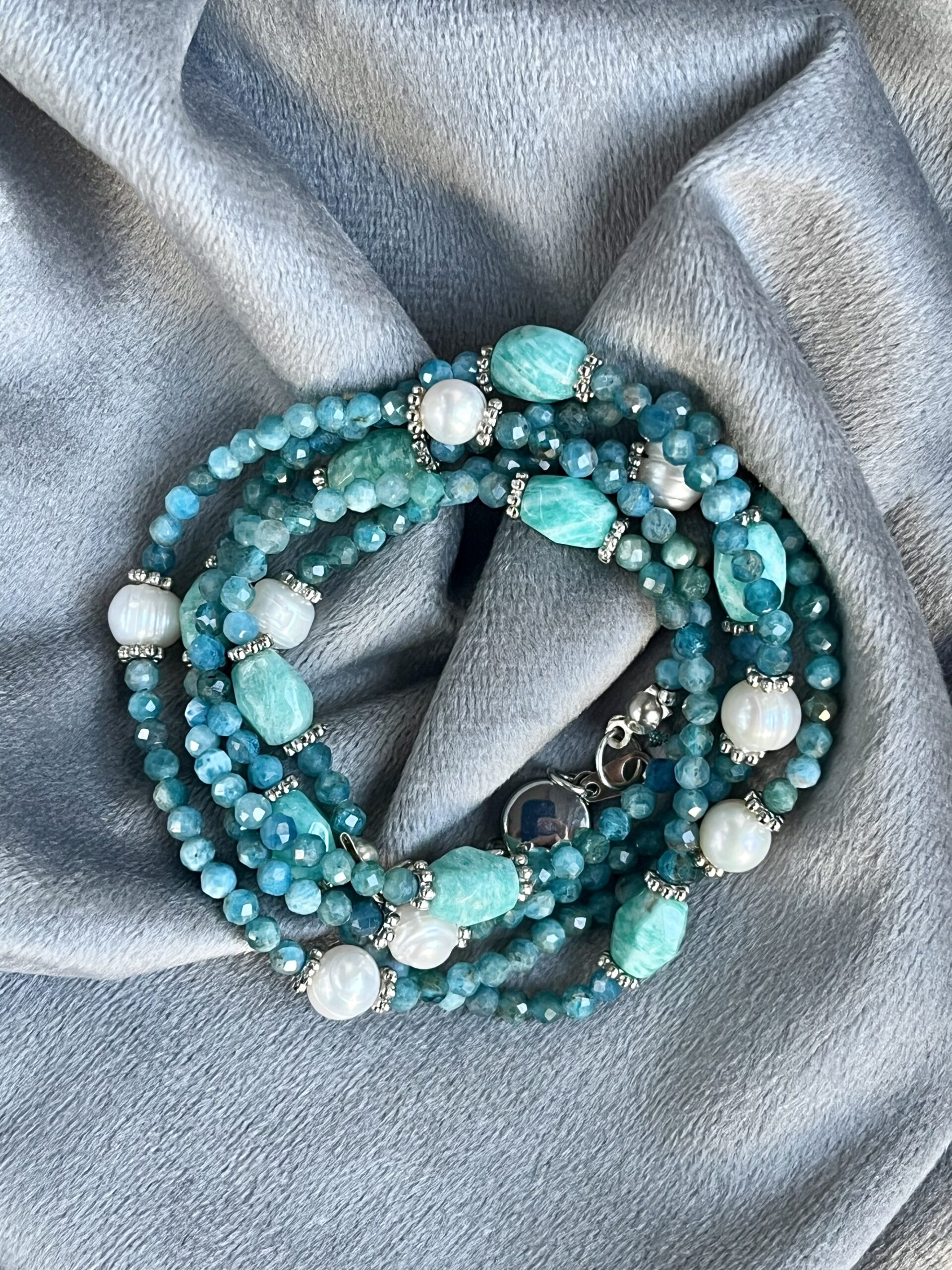 Apatit Kette & Armband mit Amazonit und Perlen
