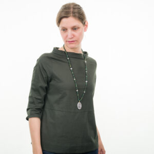 Achat Mala Halskette mit Jaspis und Steinanhänger