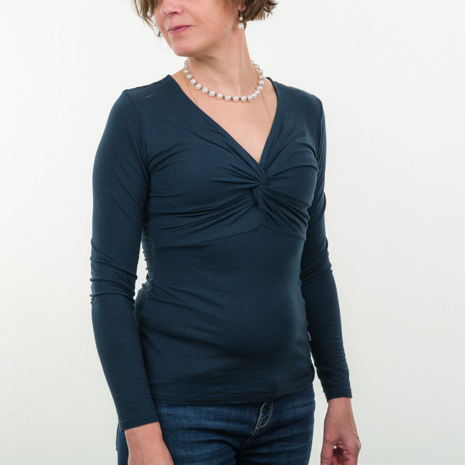 Perlen Halskette mit Saphir