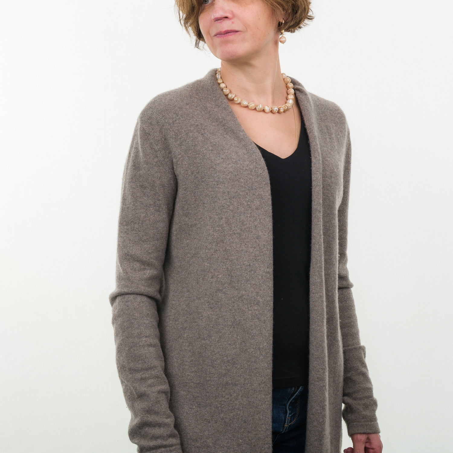 Perlmutt Halskette in Beige – Bild 3