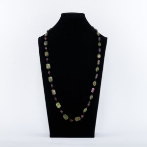 Jaspis Halskette mit Amethyst asymmetrisch