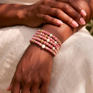 Rhodonit Kette&Armband mit Perlen