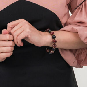 Blauer Turmalin Armband mit rotem Glas