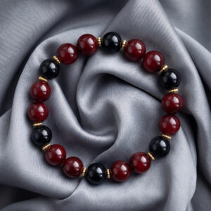 dunkelrot-produkt-2 Blauer Turmalin Armband mit rotem Glas