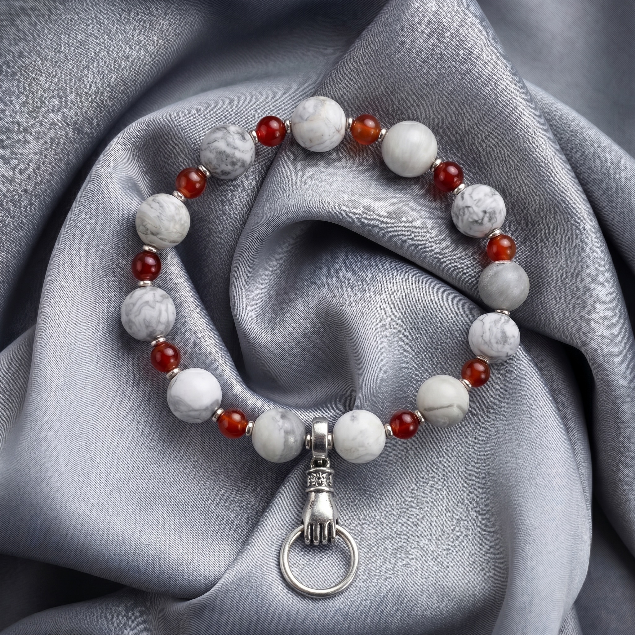 Graues Jaspis Armband mit rotem Onyx