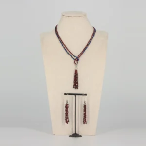 Granat und Lapislazuli Schmuckset mit Quaste