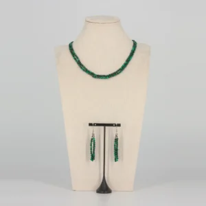 Malachit Halskette & Armband mit Quastenohrringen