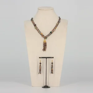 Pietersit & Moosachat Schmuckset mit Quasten