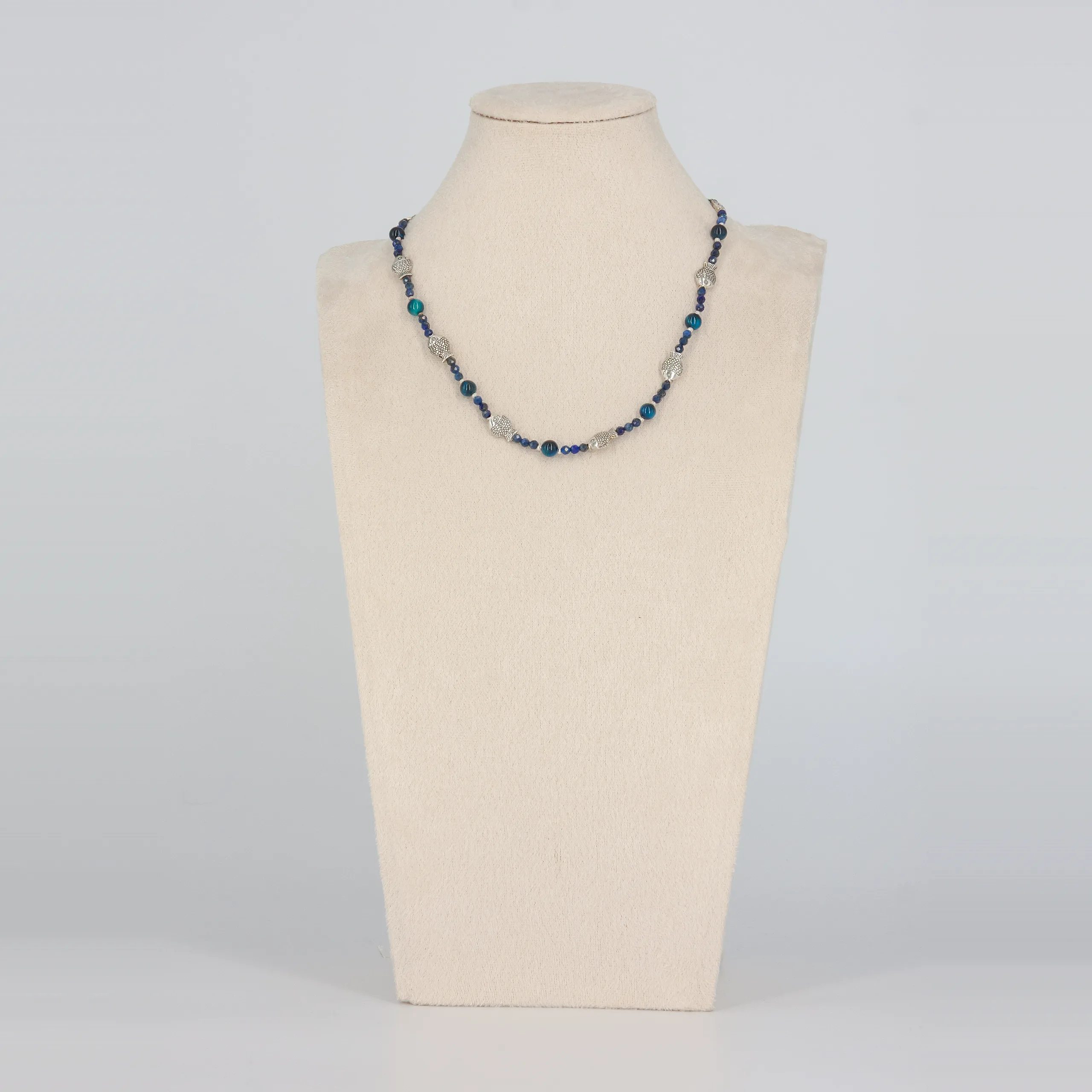 Lapislazuli Halskette mit blauem Tigerauge