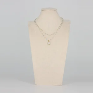 Miyuki Delica Halskette & Armband mit Crystal-Crack-Anhänger von Senai Jewels, handgefertigt in Zürich