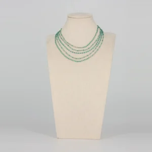 Halskette & Armband aus Rocailles in Grün und Silber von Senai Jewels, handgefertigt in Zürich