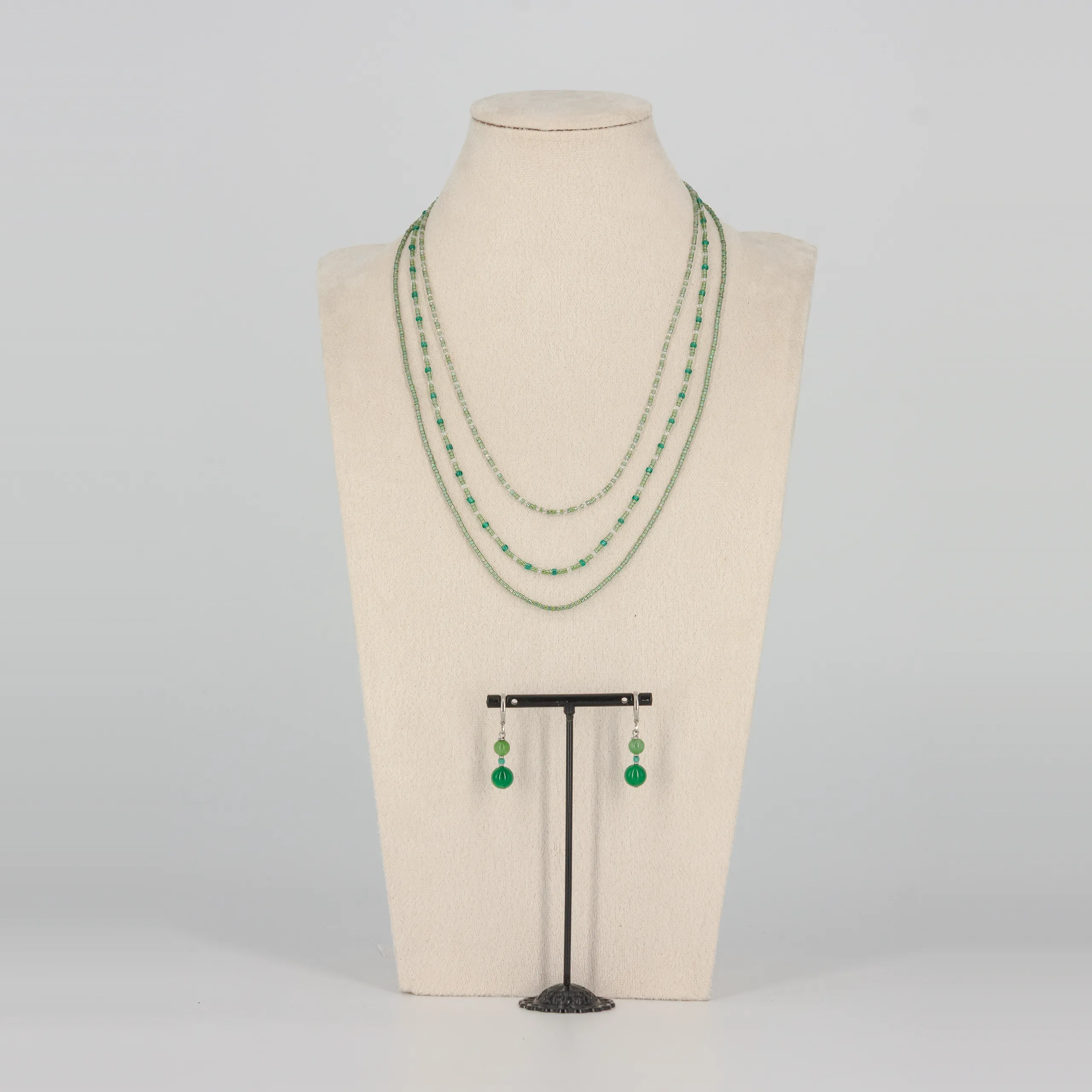 Glasperlen Halskette & Armband Grün