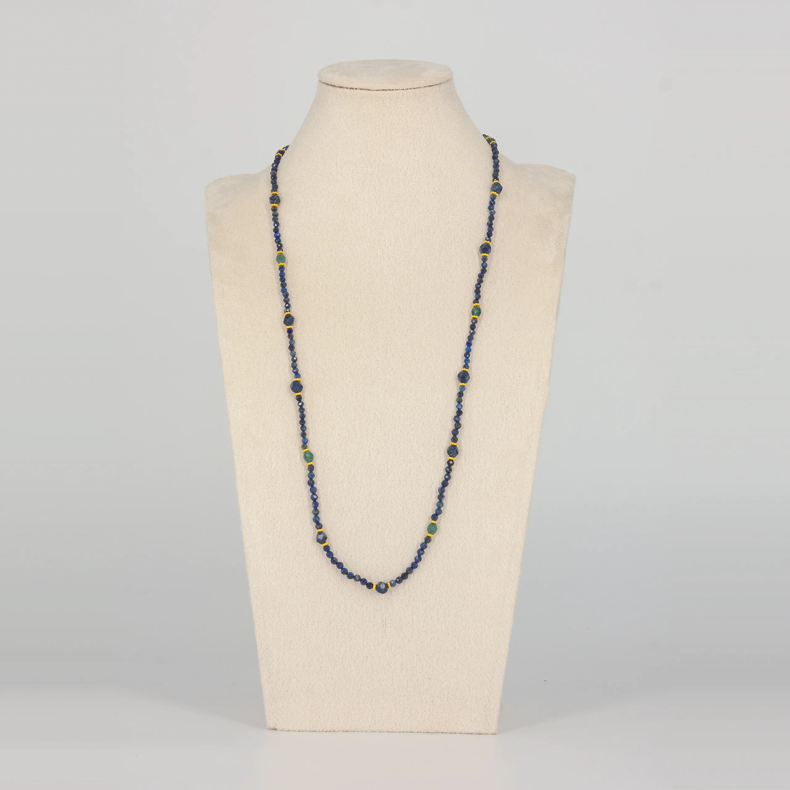 Lapislazuli Halskette lang mit Apatit