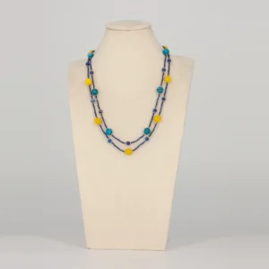 Lapislazuli Halskette mit Achat und Beeswax von Senai Jewels, handgefertigt in Zürich