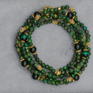Lepidolith Halskette und Armband mit grünem Tigerauge von Senai Jewels, handgefertigt in Zürich