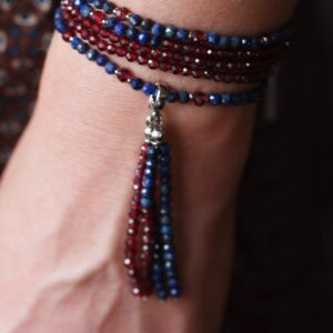 Granat und Lapislazuli Schmuckset mit zweifarbiger Quaste