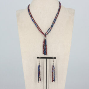 Granat und Lapislazuli Schmuckset mit zweifarbiger Quaste
