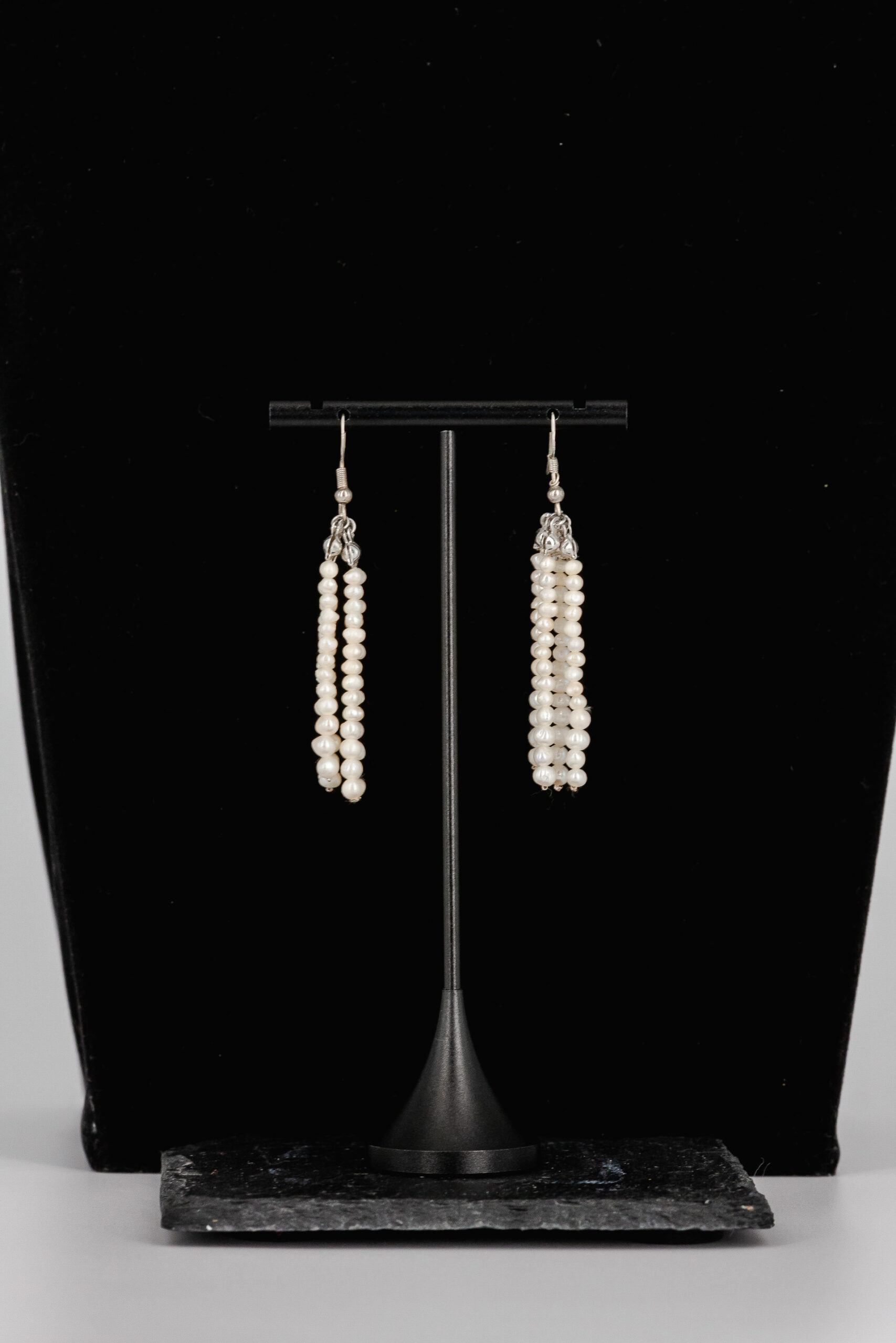 Süsswasserperlen Ohrringe vierreihig