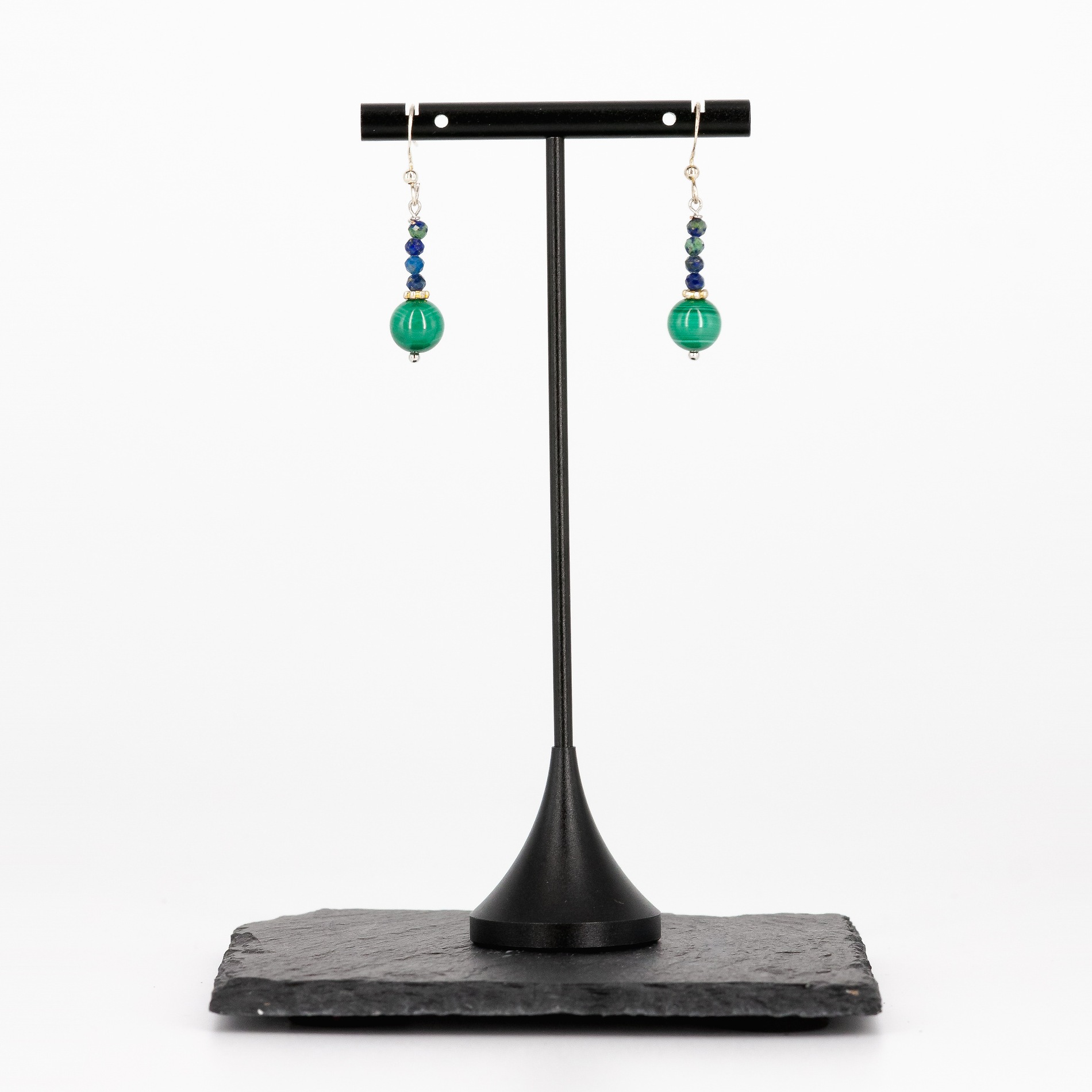 Lapislazuli Schmuckset mit Malachit – Ohrringe des Sets
