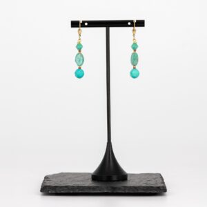 Amazonit Ohrringe mit Türkis und Glas von Senai Jewels, handgefertigt in Zürich
